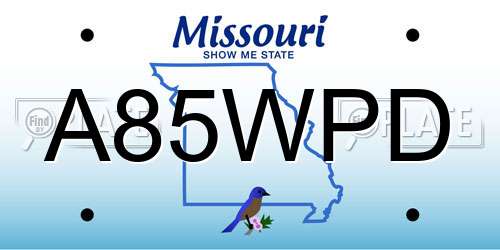 A85WPD Missouri License Plate