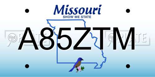 A85ZTM Missouri License Plate