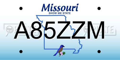 A85ZZM Missouri License Plate