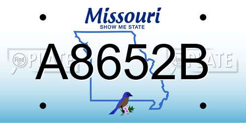 A8652B Missouri License Plate