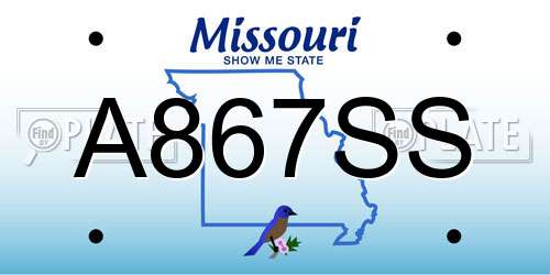 A867SS Missouri License Plate