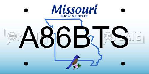 A86BTS Missouri License Plate