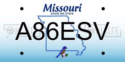 A86ESV Missouri License Plate