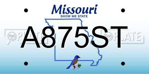 A875ST Missouri License Plate