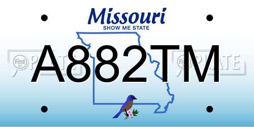 A882TM Missouri License Plate