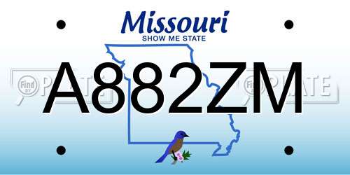A882ZM Missouri License Plate