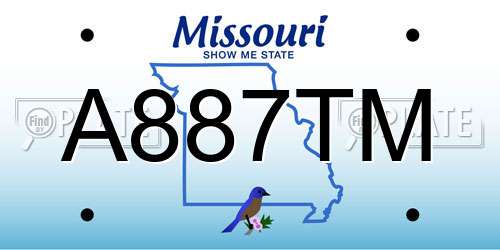 A887TM Missouri License Plate
