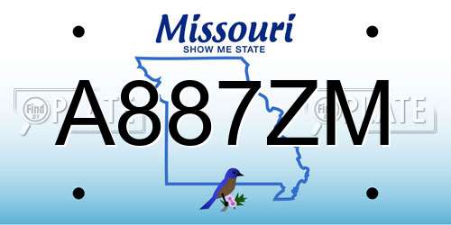 A887ZM Missouri License Plate