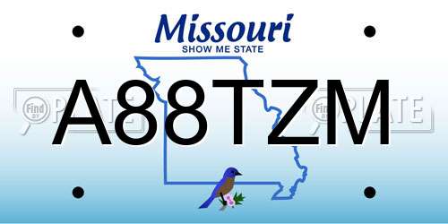 A88TZM Missouri License Plate