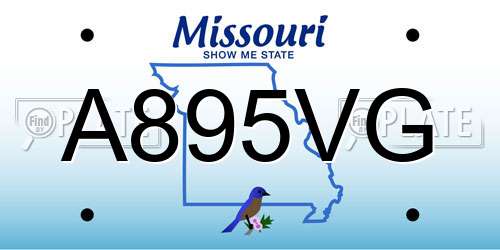 A895VG Missouri License Plate