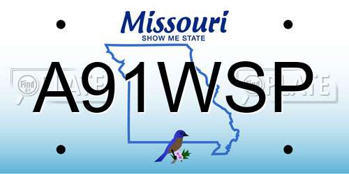 A91WSP Missouri License Plate
