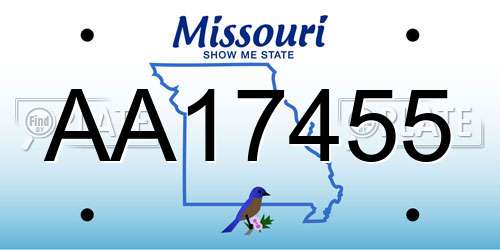 AA17455 Missouri License Plate