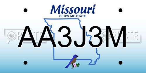 AA3J3M Missouri License Plate