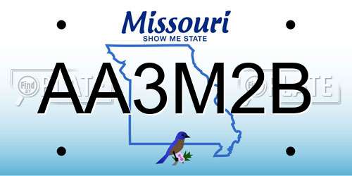 AA3M2B Missouri License Plate