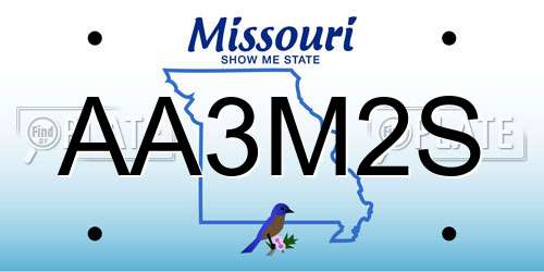 AA3M2S Missouri License Plate