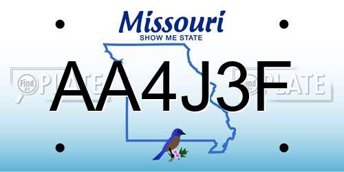 AA4J3F Missouri License Plate