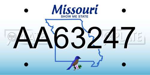 AA63247 Missouri License Plate