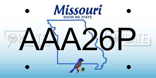 AAA26P Missouri License Plate