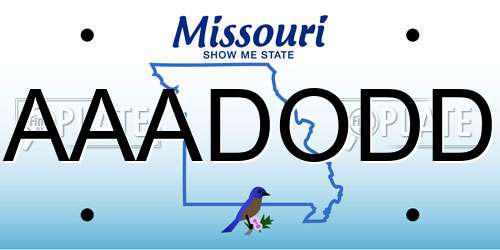 AAADODD Missouri License Plate