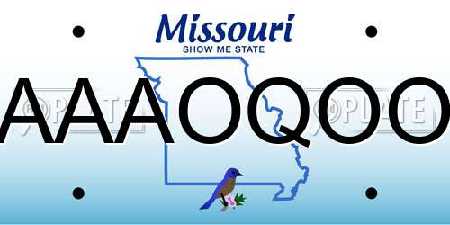 AAAOQOO Missouri License Plate