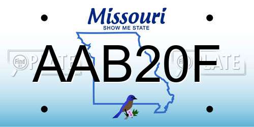 AAB20F Missouri License Plate