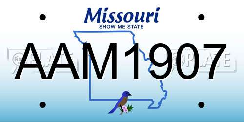 AAM1907 Missouri License Plate