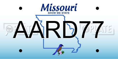 AARD77 Missouri License Plate