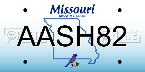 AASH82 Missouri License Plate