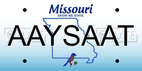 AAYSAAT Missouri License Plate