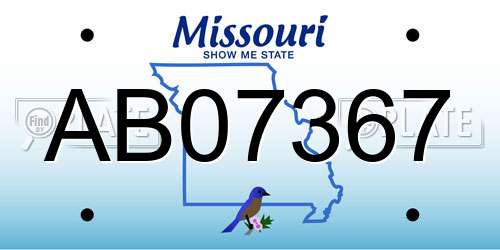 AB07367 Missouri License Plate