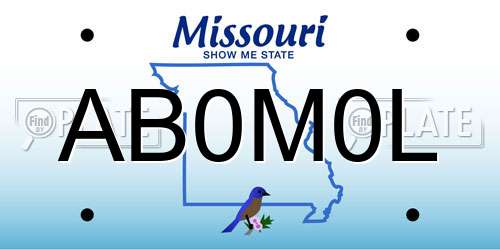 AB0M0L Missouri License Plate