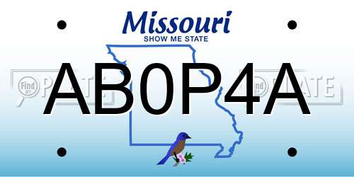 AB0P4A Missouri License Plate