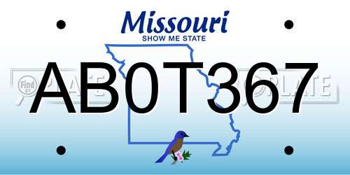 AB0T367 Missouri License Plate