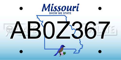 AB0Z367 Missouri License Plate