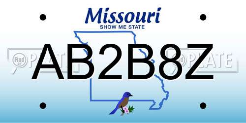 AB2B8Z Missouri License Plate