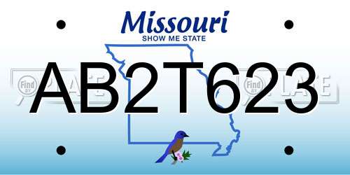 AB2T623 Missouri License Plate