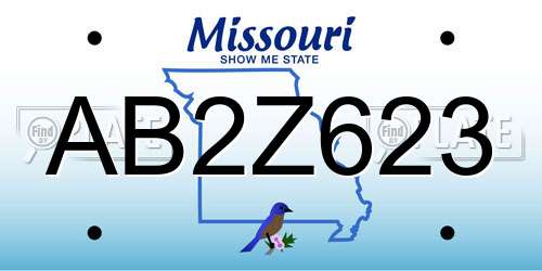 AB2Z623 Missouri License Plate