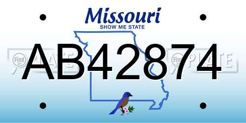 AB42874 Missouri License Plate