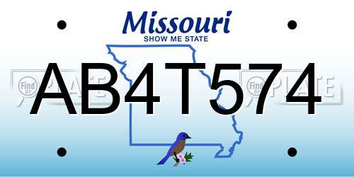 AB4T574 Missouri License Plate