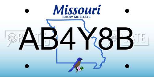 AB4Y8B Missouri License Plate