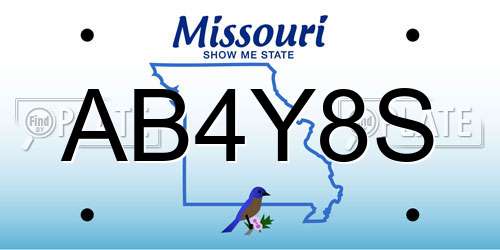 AB4Y8S Missouri License Plate