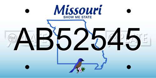 AB52545 Missouri License Plate