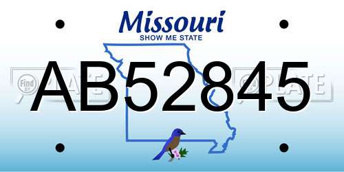 AB52845 Missouri License Plate