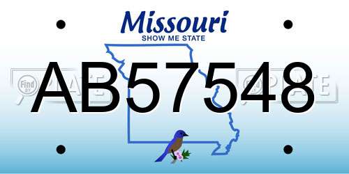AB57548 Missouri License Plate