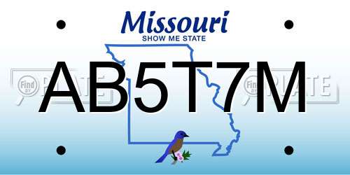 AB5T7M Missouri License Plate