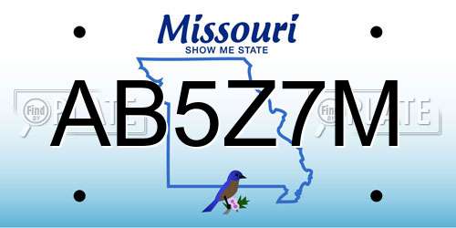 AB5Z7M Missouri License Plate