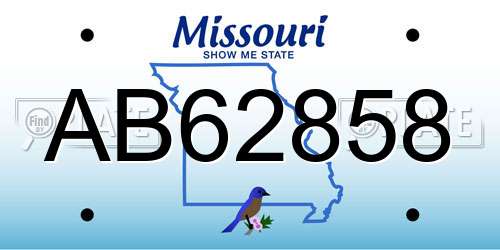 AB62858 Missouri License Plate