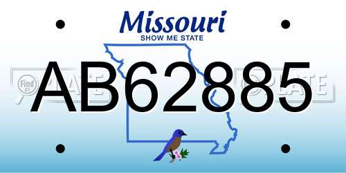 AB62885 Missouri License Plate