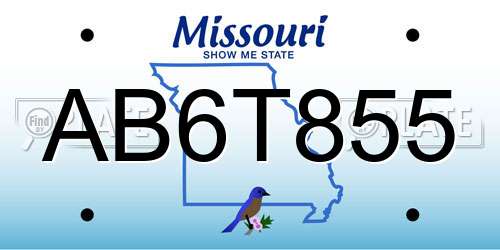 AB6T855 Missouri License Plate