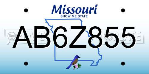 AB6Z855 Missouri License Plate